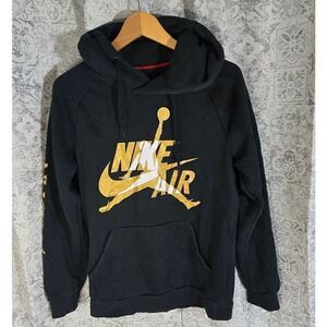 Nike Air Jordan Jumpman classic black gold hoodie sweatshirt  men's small